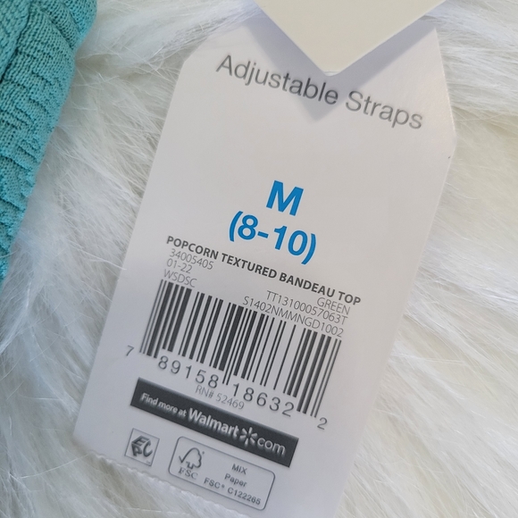 Time and Tru Popcorn Texture Aqua Bandeau Knot Top M 8-10 NWT Adjustable Straps - Picture 12 of 12